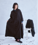 コットンウールグレンチェック　コートワンピース